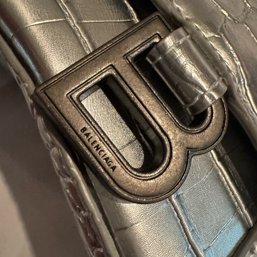 Balenciaga Metallic Silver Belt with Logo Buckle